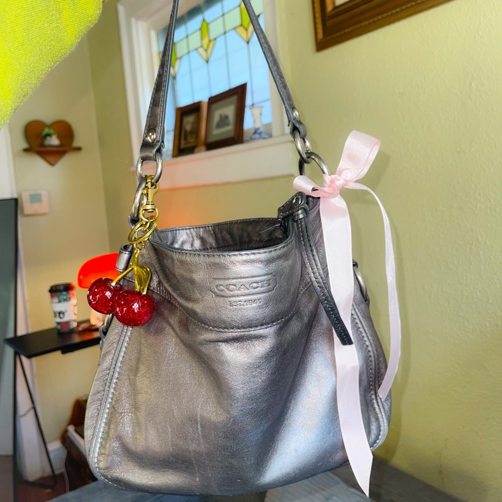 Coach Metallic Silver Shoulder Bag